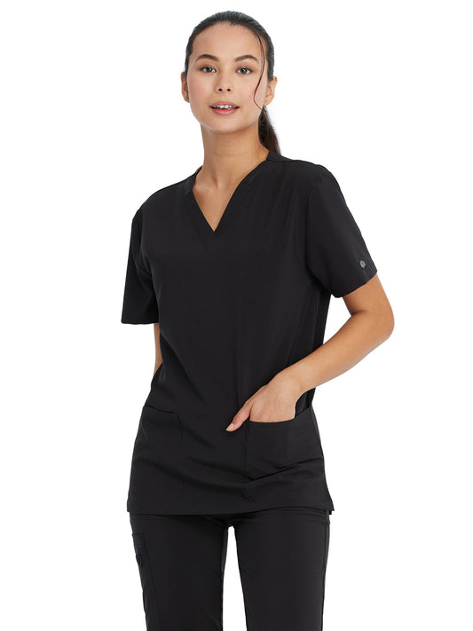 Unisex 2-Pocket V-Neck Top - DK619 - Black