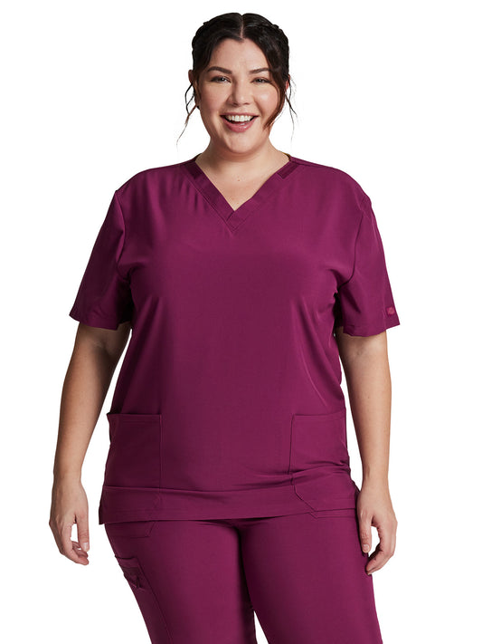Unisex 2-Pocket V-Neck Top - DK619 - Wine