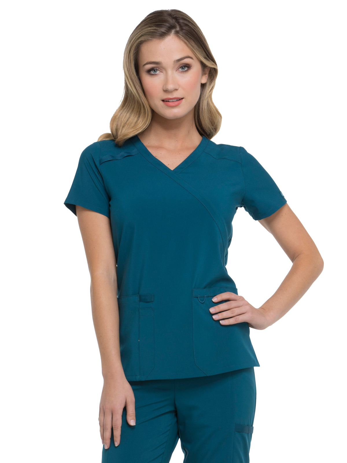 Women's 2-Pocket Contemporary Top - DK625 - Caribbean Blue