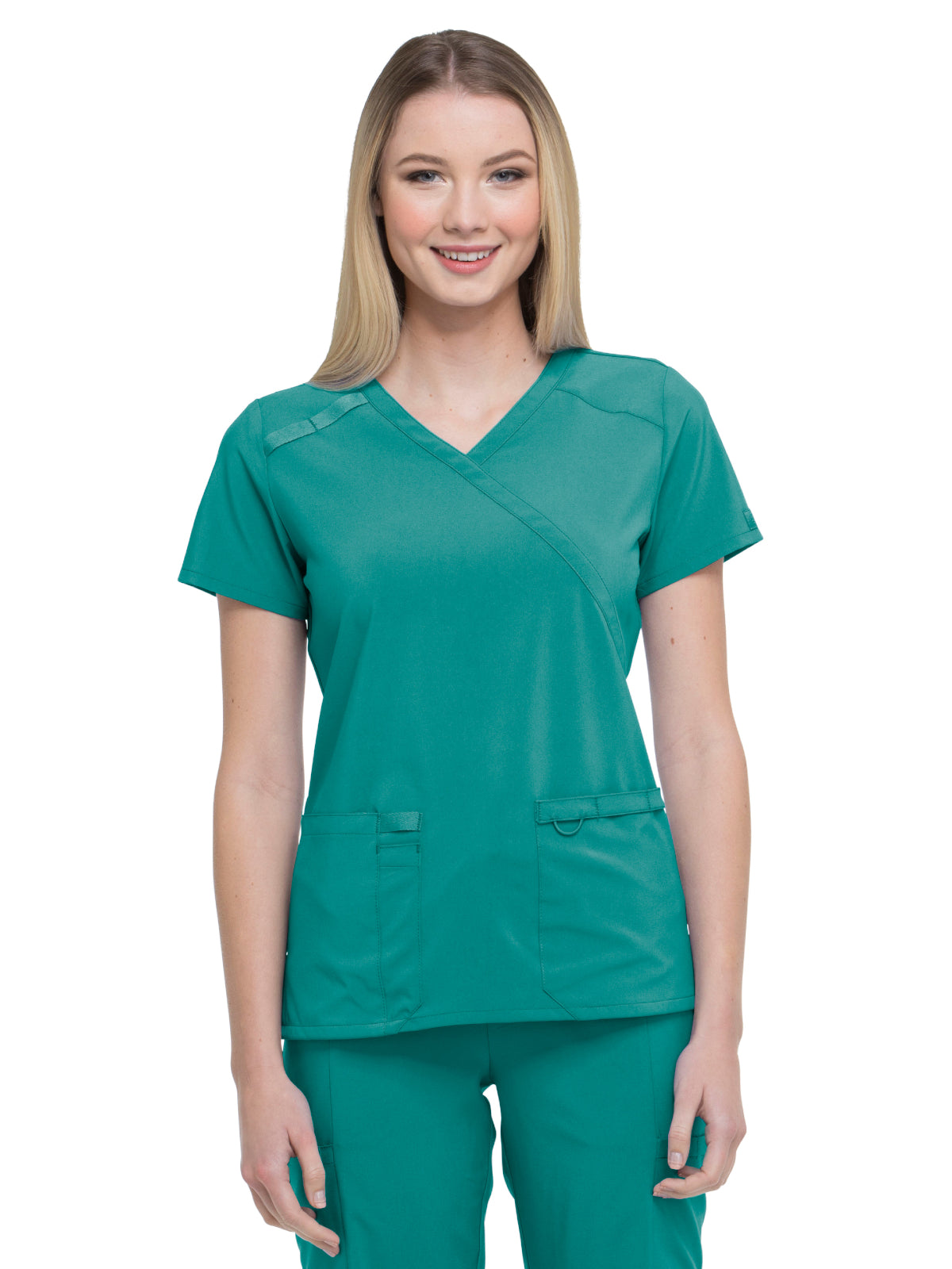 Women's 2-Pocket Contemporary Top - DK625 - Teal Blue