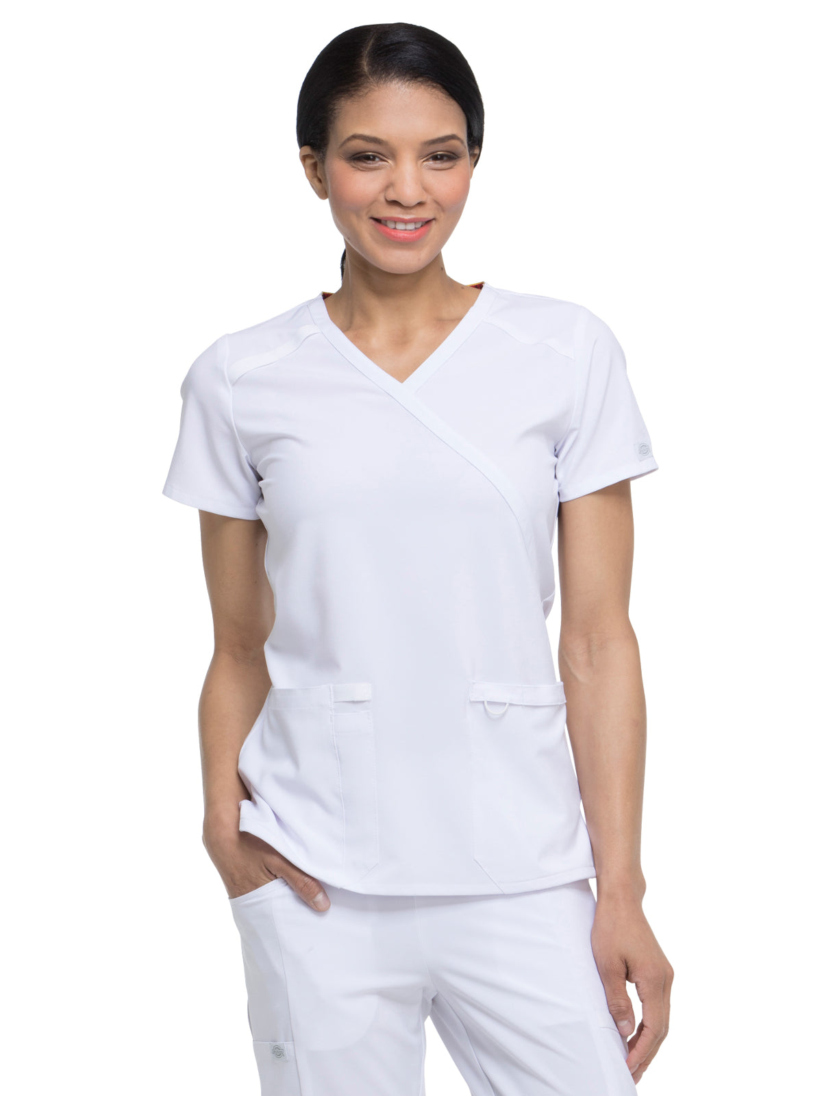 Women's 2-Pocket Contemporary Top - DK625 - White