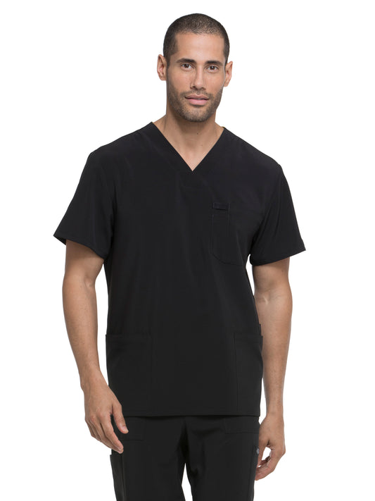 Men's Four-Pocket V-Neck Top - DK645 - Black