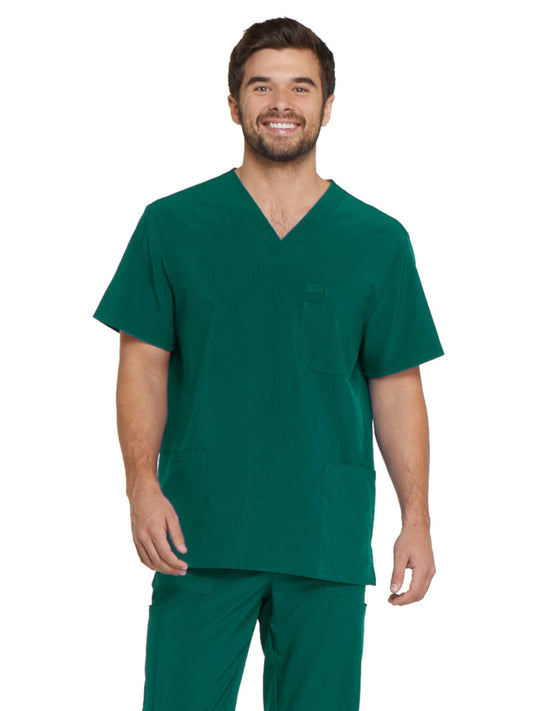 Men's Four-Pocket V-Neck Top - DK645 - Hunter Green