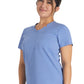Women's 2-Pocket Notched V-Neck Top - DK671 - Ciel