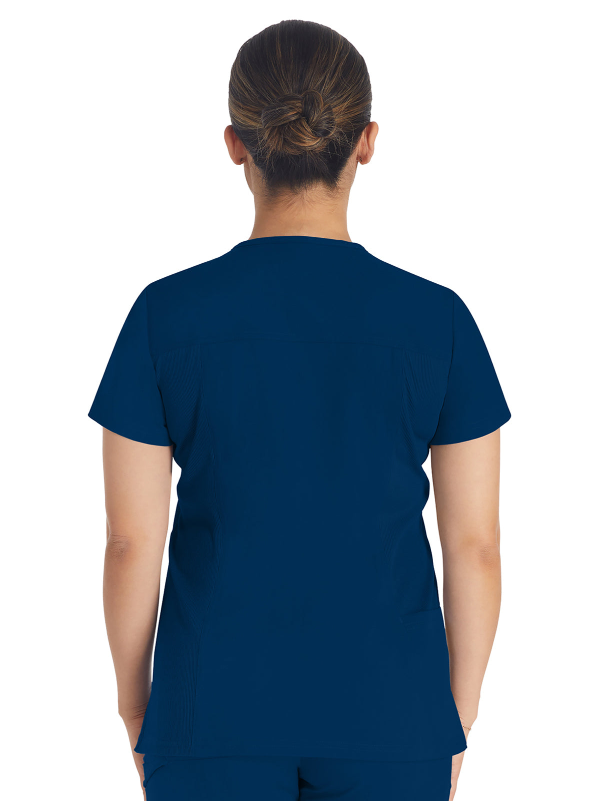 Women's 2-Pocket Notched V-Neck Top - DK671 - Navy