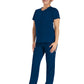 Women's 2-Pocket Notched V-Neck Top - DK671 - Navy