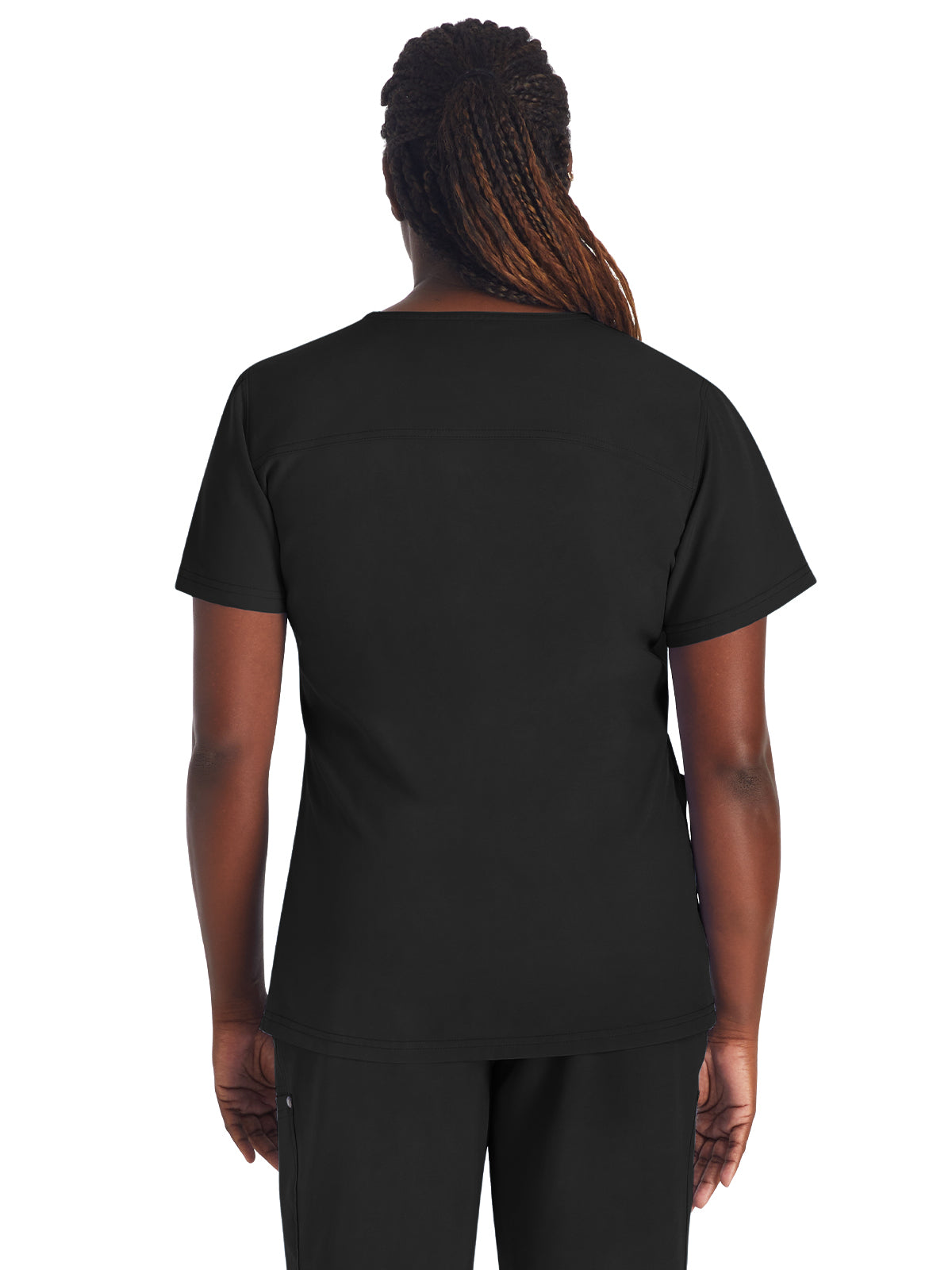 Women's 4-Pocket V-Neck Top - DK678 - Black
