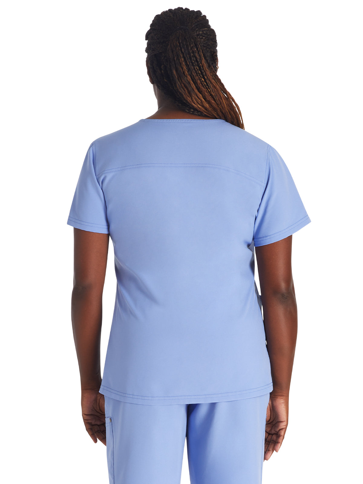 Women's 4-Pocket V-Neck Top - DK678 - Ciel