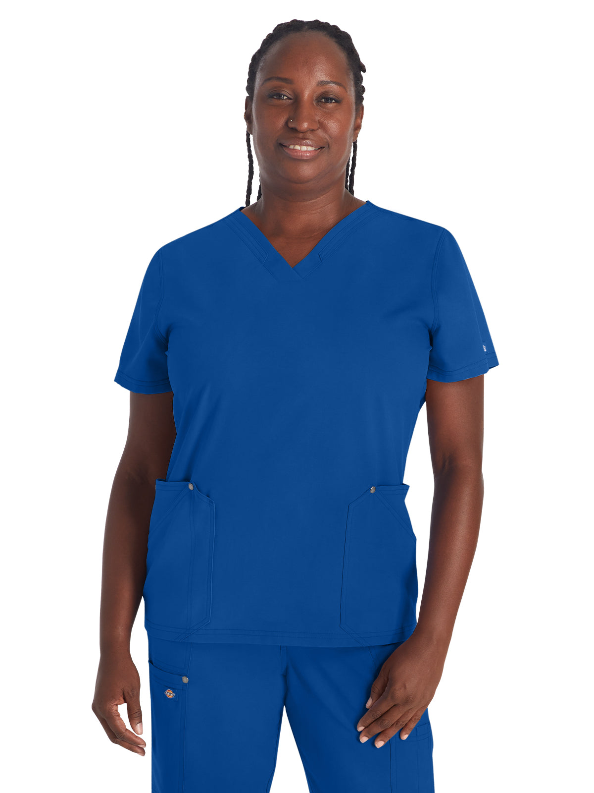 Women's 4-Pocket V-Neck Top - DK678 - Galaxy Blue