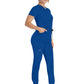 Women's 4-Pocket V-Neck Top - DK678 - Galaxy Blue