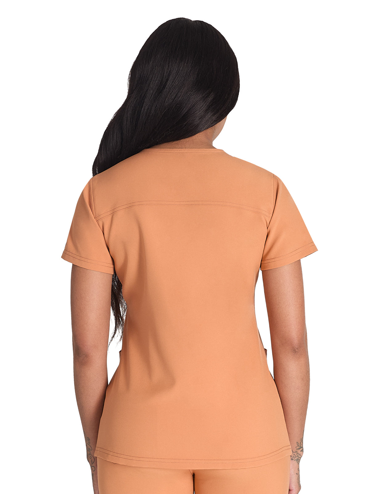 Women's 4-Pocket V-Neck Top - DK678 - Ginger Glow