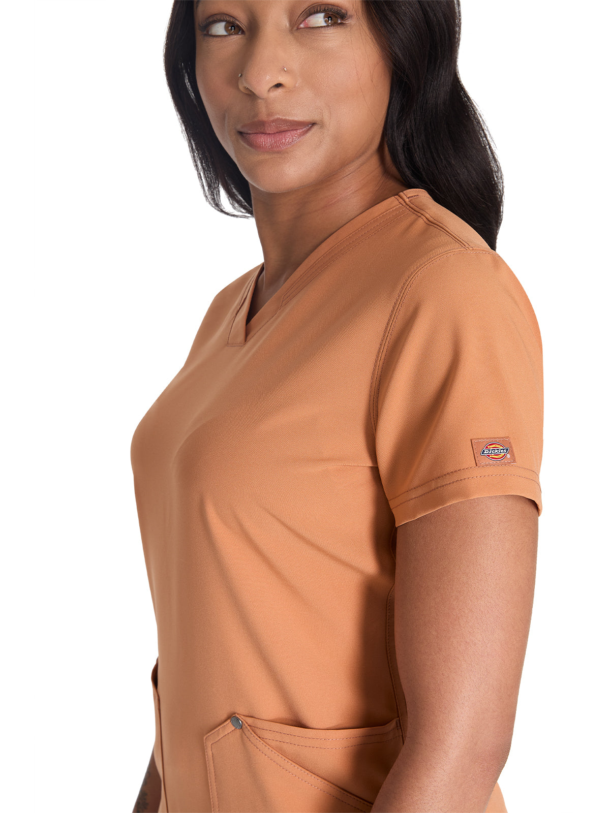 Women's 4-Pocket V-Neck Top - DK678 - Ginger Glow