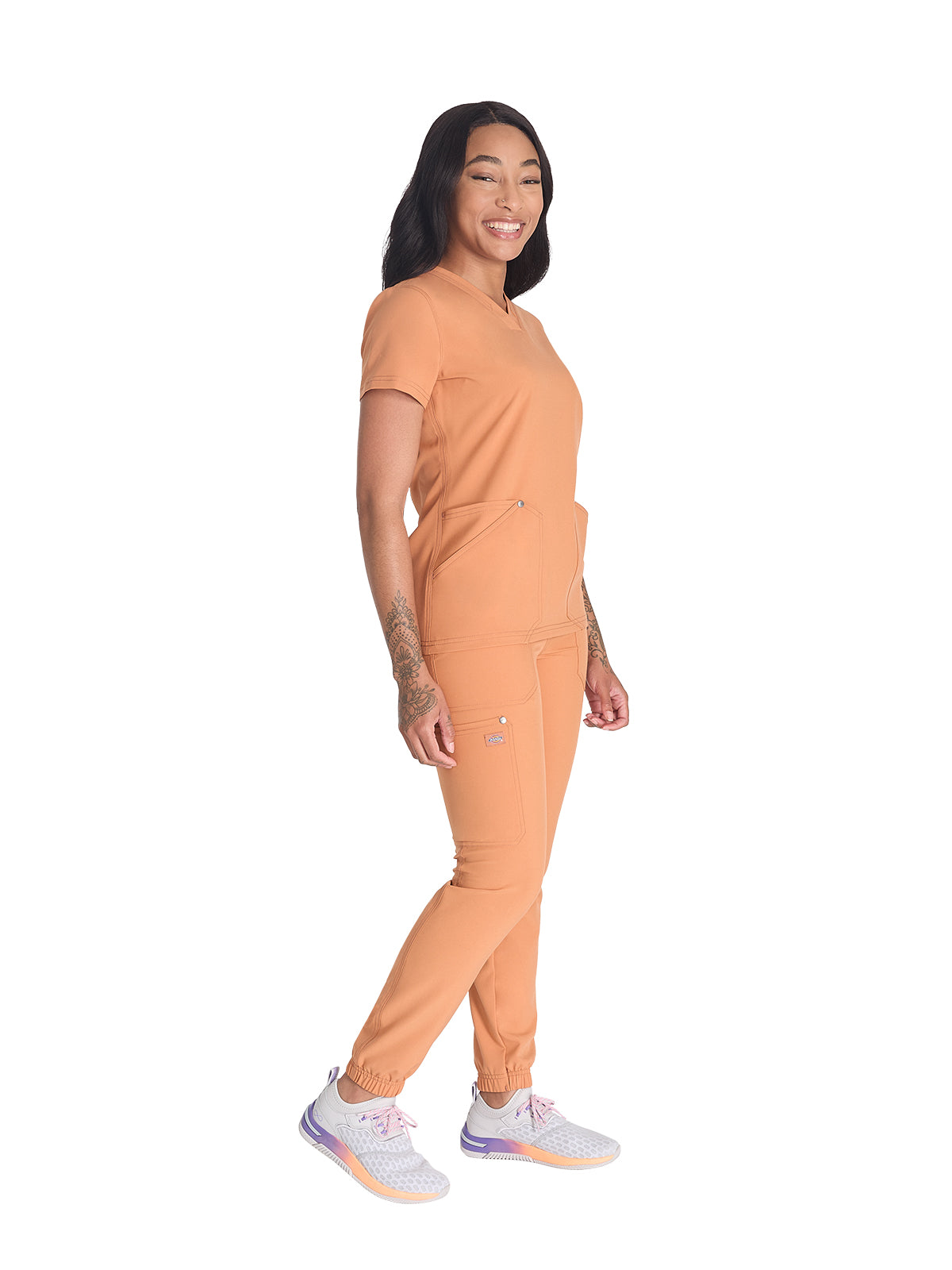 Women's 4-Pocket V-Neck Top - DK678 - Ginger Glow