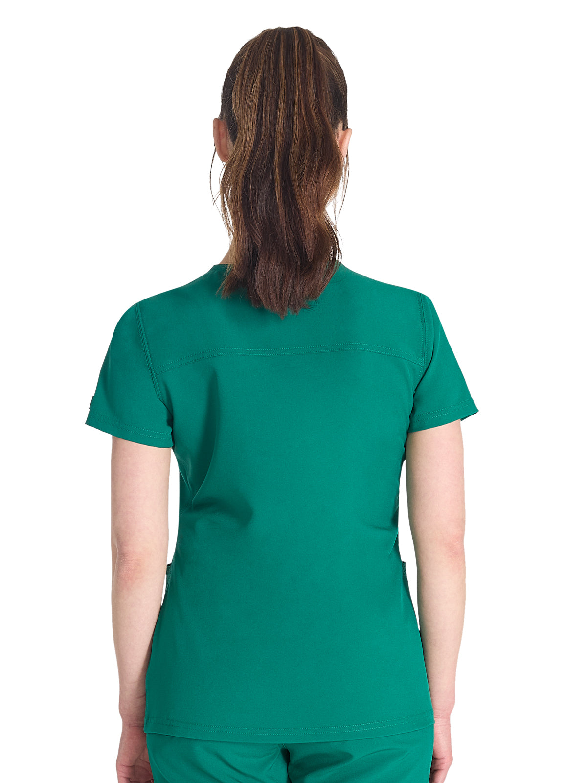 Women's 4-Pocket V-Neck Top - DK678 - Hunter Green
