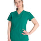 Women's 4-Pocket V-Neck Top - DK678 - Hunter Green