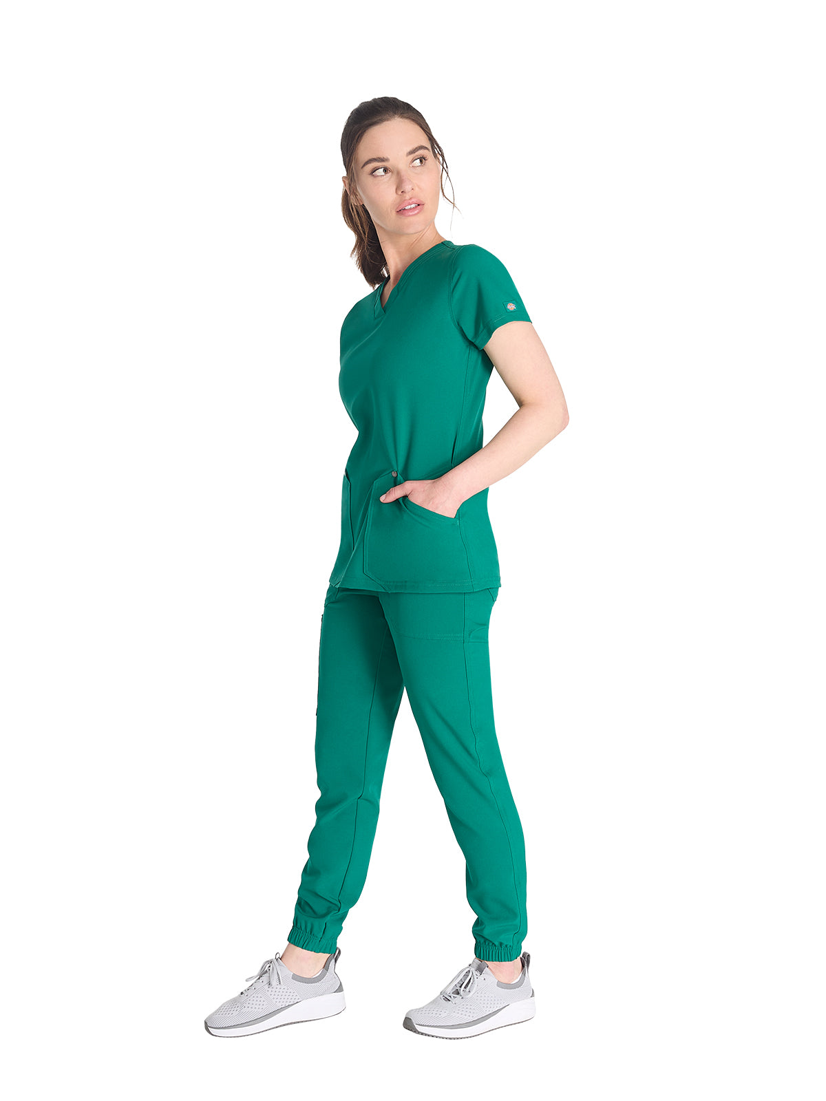Women's 4-Pocket V-Neck Top - DK678 - Hunter Green