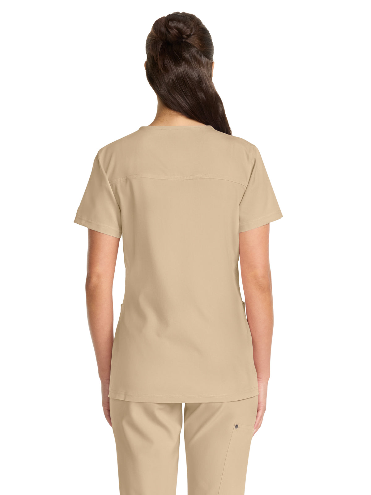 Women's 4-Pocket V-Neck Top - DK678 - Khaki