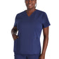 Women's 4-Pocket V-Neck Top - DK678 - Navy