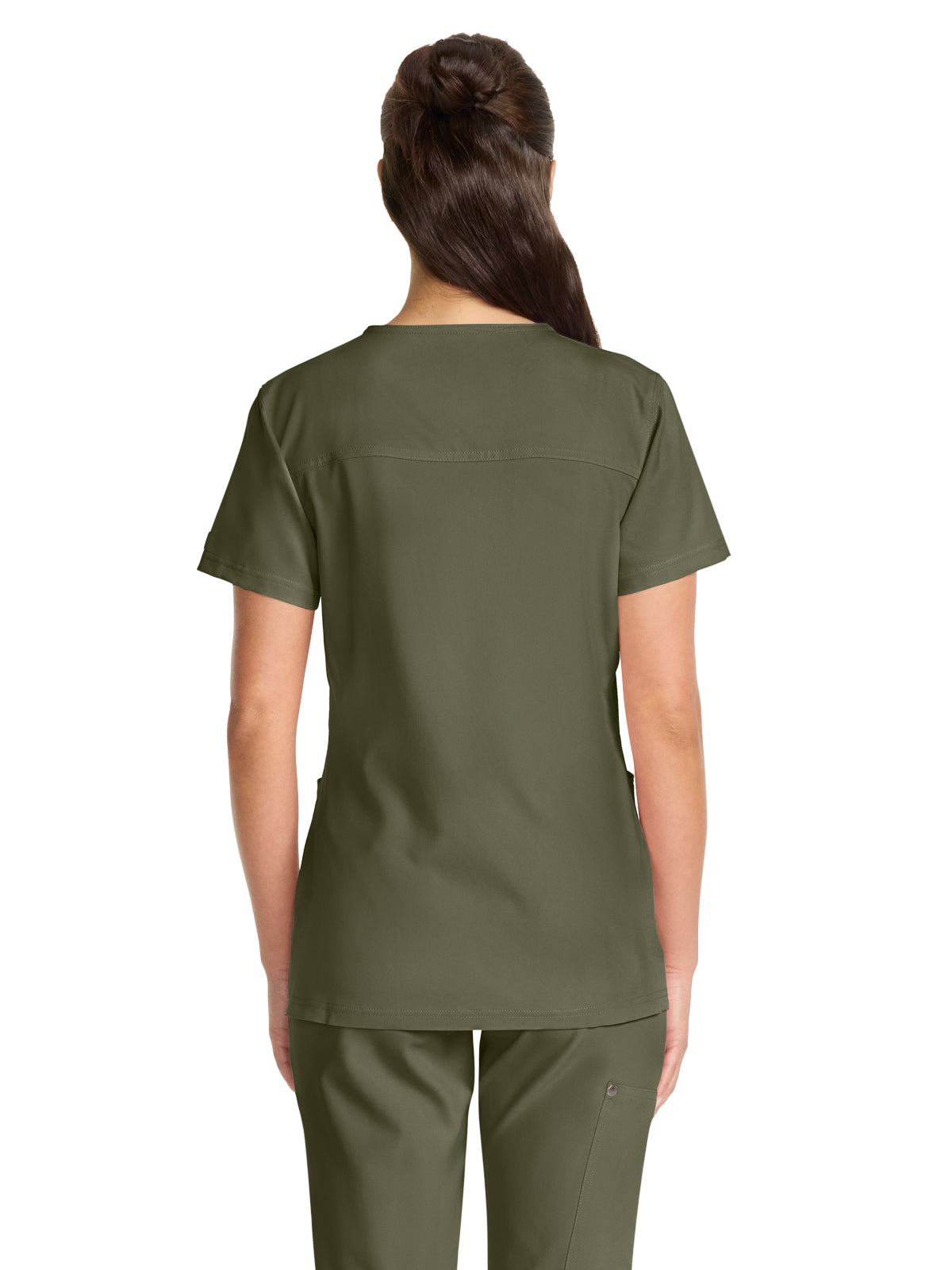 Women's 4-Pocket V-Neck Top - DK678 - Olive
