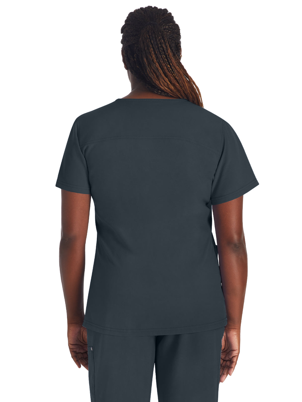 Women's 4-Pocket V-Neck Top - DK678 - Pewter