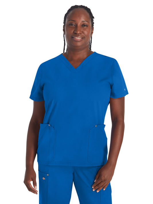 Women's 4-Pocket V-Neck Top - DK678 - Royal