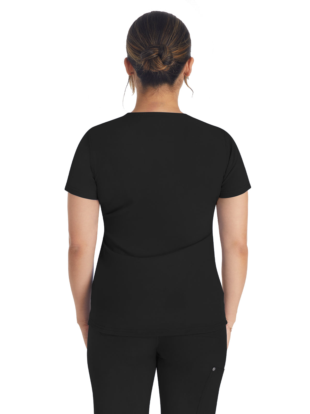 Women's 1-Pocket Henley Top - DK681 - Black