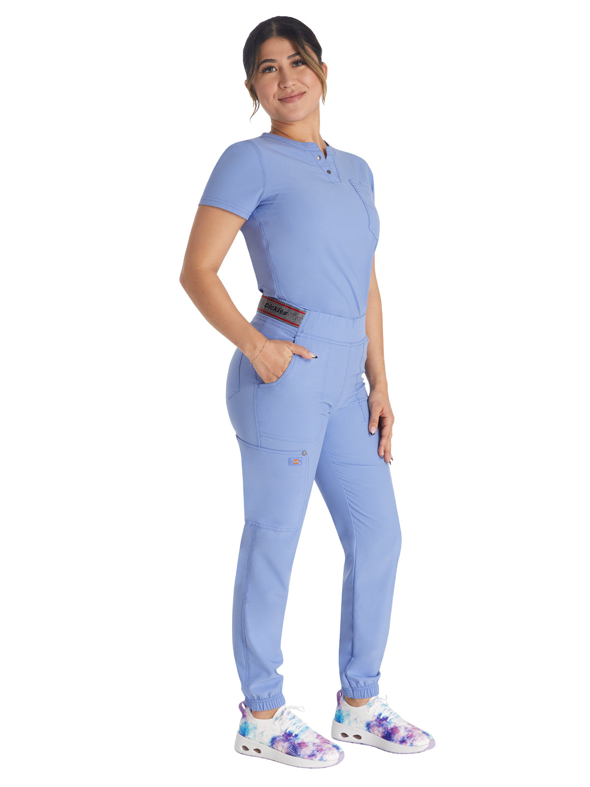 Women's 1-Pocket Henley Top - DK681 - Ciel