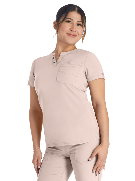 Women's 1-Pocket Henley Top - DK681 - Canyon Rose