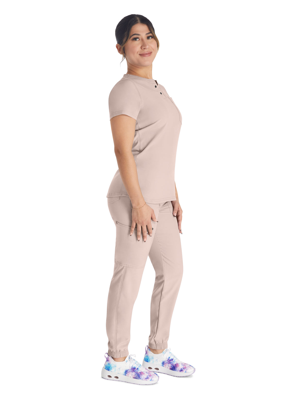 Women's 1-Pocket Henley Top - DK681 - Canyon Rose