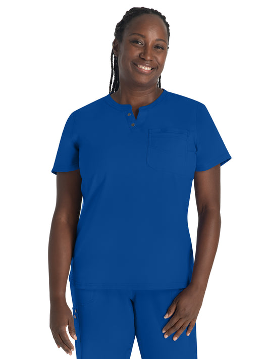 Women's 1-Pocket Henley Top - DK681 - Galaxy Blue