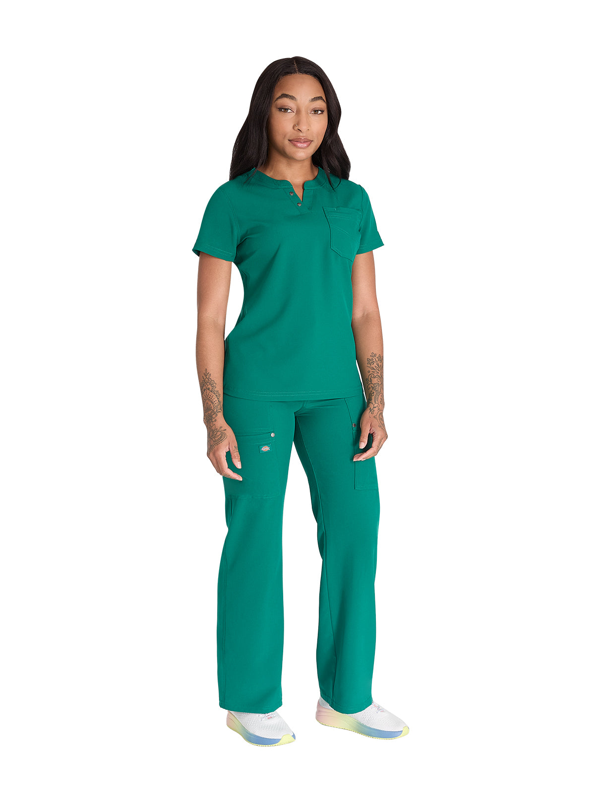 Women's 1-Pocket Henley Top - DK681 - Hunter Green