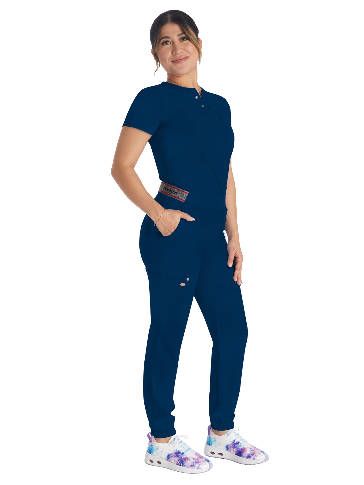 Women's 1-Pocket Henley Top - DK681 - Navy