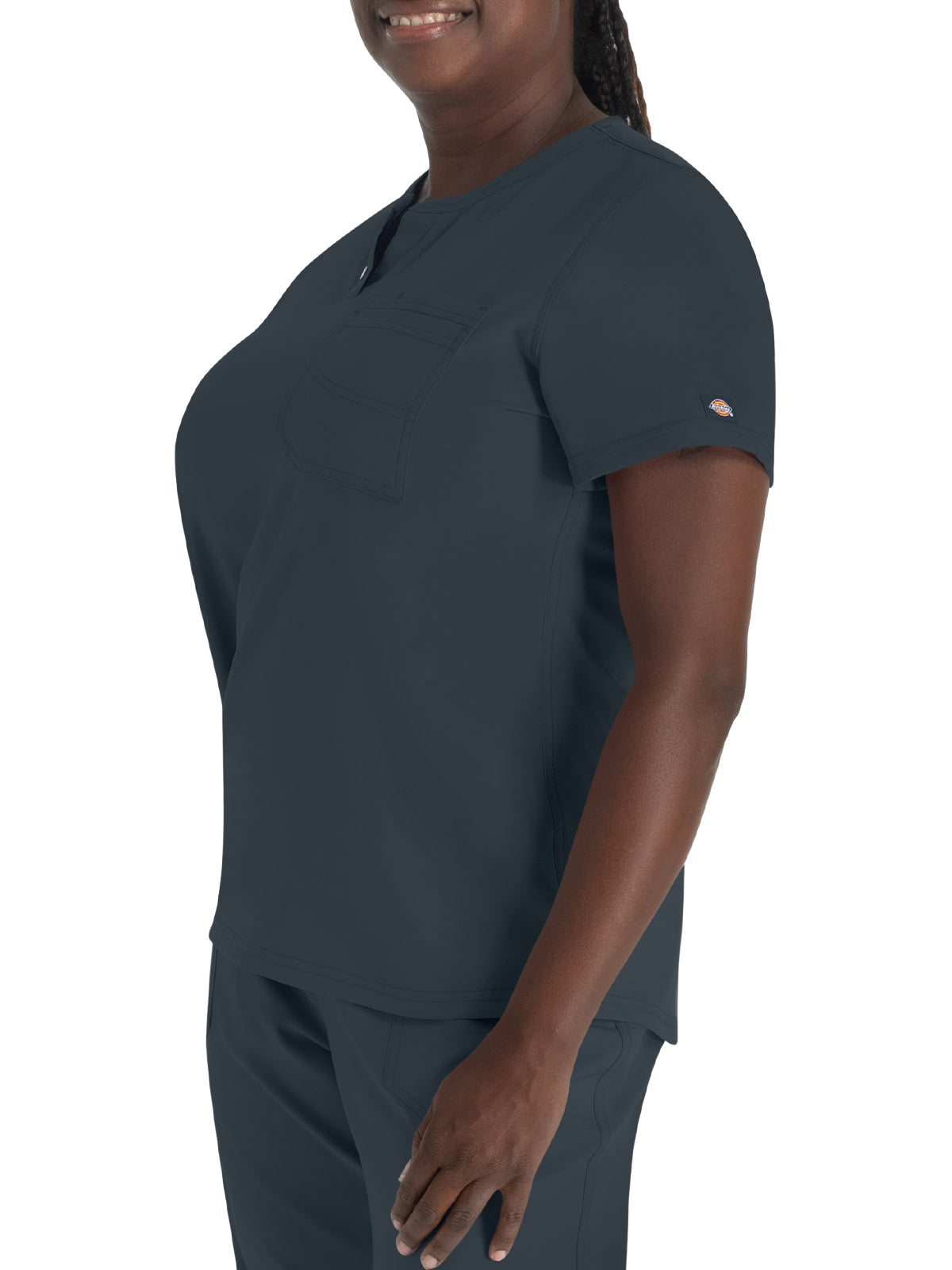 Women's 1-Pocket Henley Top - DK681 - Pewter