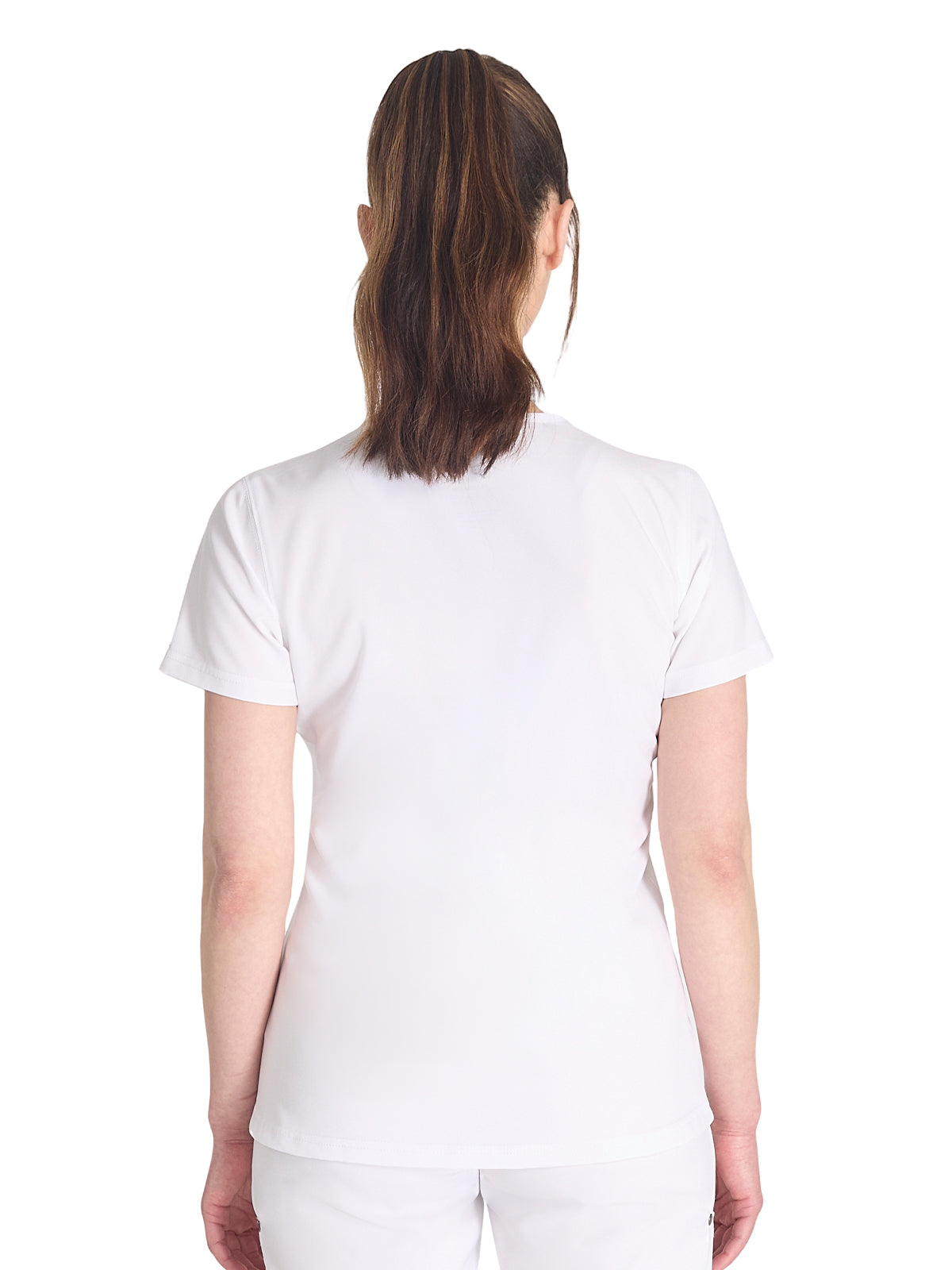 Women's 1-Pocket Henley Top - DK681 - White