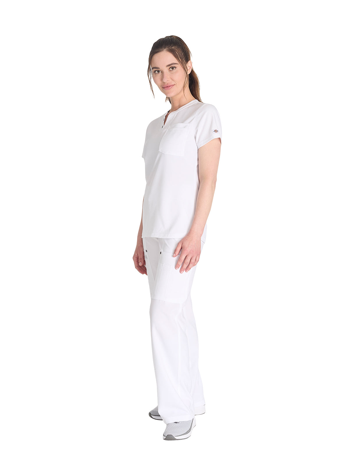 Women's 1-Pocket Henley Top - DK681 - White