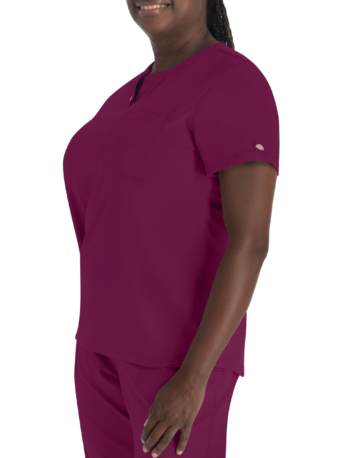 Women's 1-Pocket Henley Top - DK681 - Wine