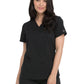 Women's V-Neck Top With Rib Knit Panels - DK870 - Black
