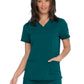 Women's V-Neck Top With Rib Knit Panels - DK870 - Caribbean Blue