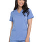 Women's V-Neck Top With Rib Knit Panels - DK870 - Ciel