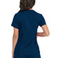 Women's V-Neck Top With Rib Knit Panels - DK870 - Navy