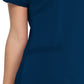 Women's V-Neck Top With Rib Knit Panels - DK870 - Navy