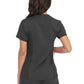 Women's V-Neck Top With Rib Knit Panels - DK870 - Pewter