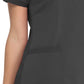 Women's V-Neck Top With Rib Knit Panels - DK870 - Pewter