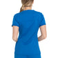 Women's V-Neck Top With Rib Knit Panels - DK870 - Royal