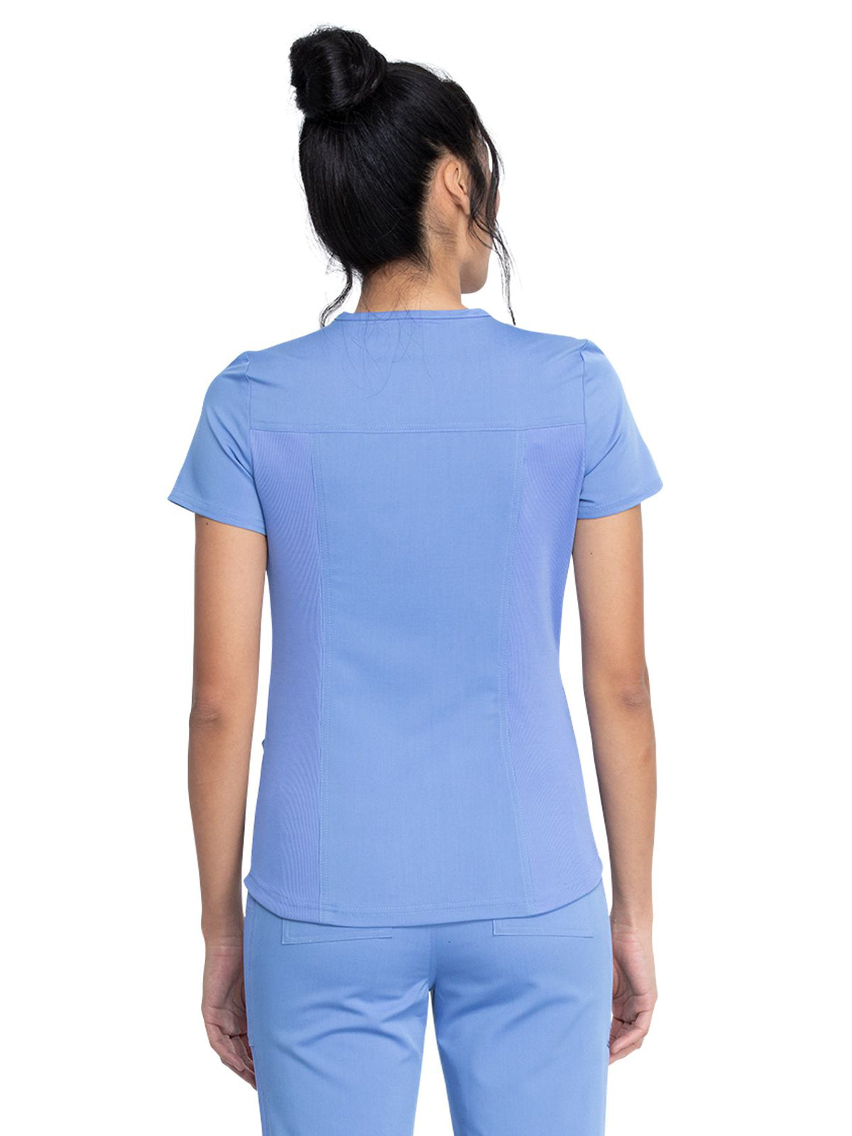 Women's 5-Pocket Rib Knit V-Neck Top - DK875 - Ciel Blue
