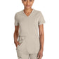 Women's 5-Pocket Rib Knit V-Neck Top - DK875 - Heather Blonde Wood