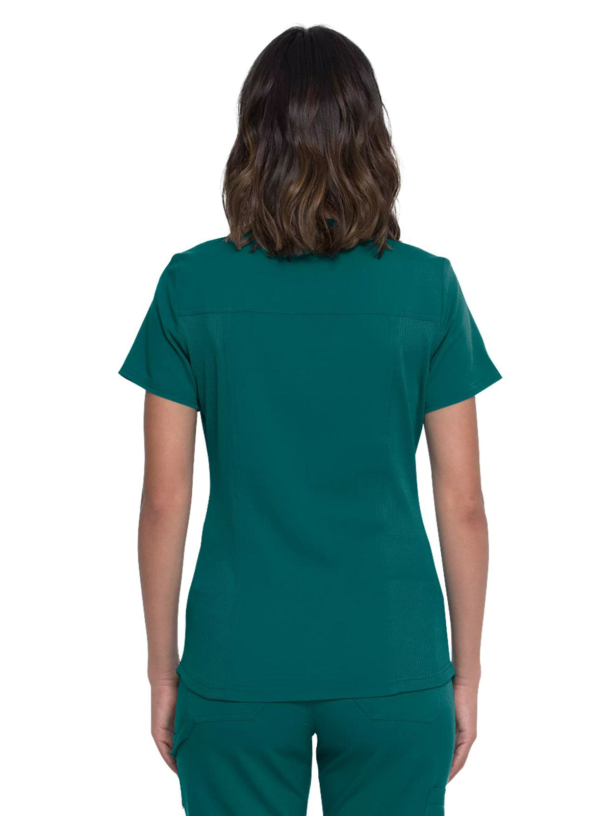 Women's 5-Pocket Rib Knit V-Neck Top - DK875 - Hunter Green