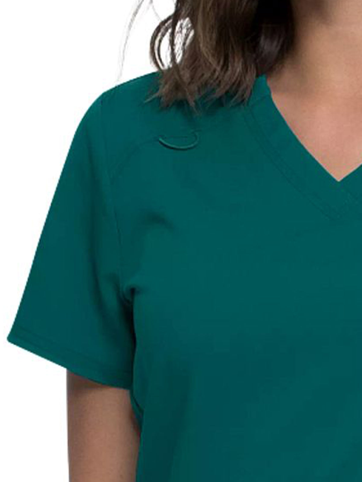 Women's 5-Pocket Rib Knit V-Neck Top - DK875 - Hunter Green