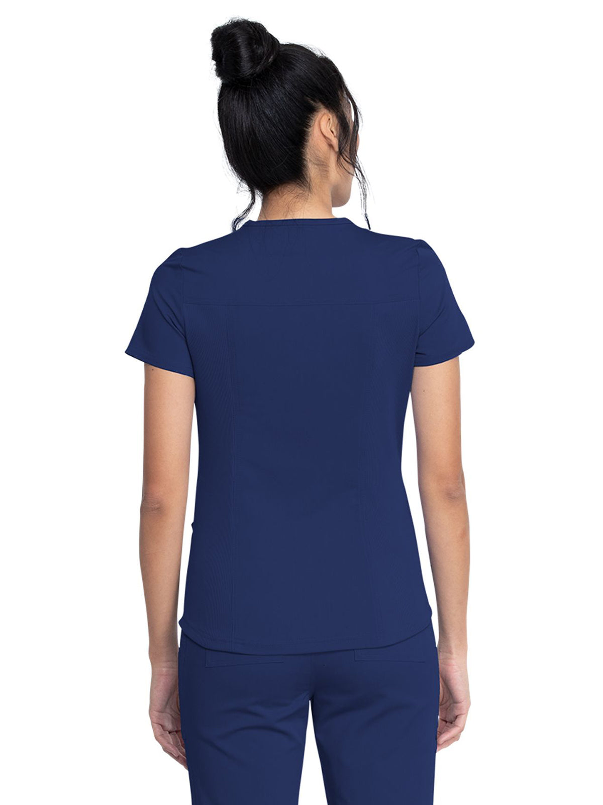 Women's 5-Pocket Rib Knit V-Neck Top - DK875 - Navy