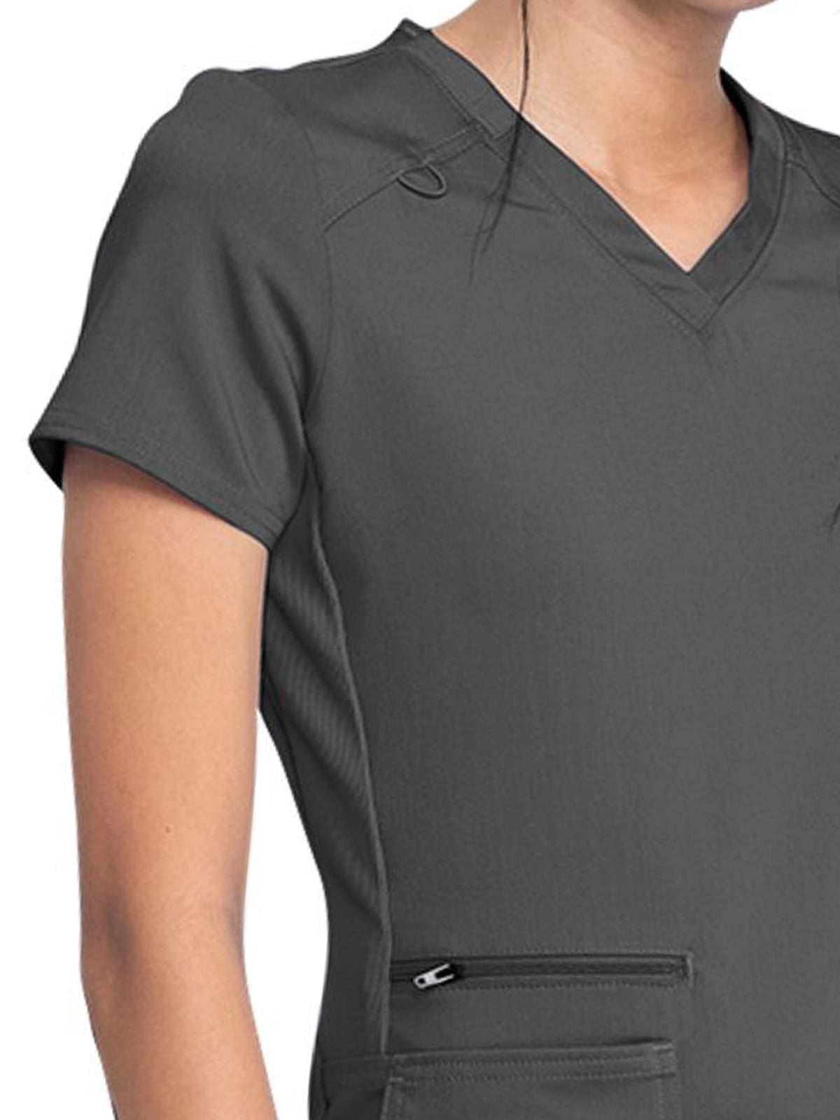 Women's 5-Pocket Rib Knit V-Neck Top - DK875 - Pewter